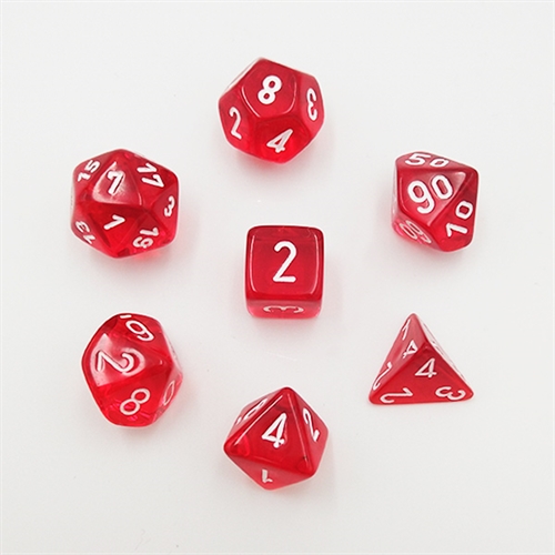 Translucent Red White - Polyhedral Rollespils Terning Sæt - Chessex